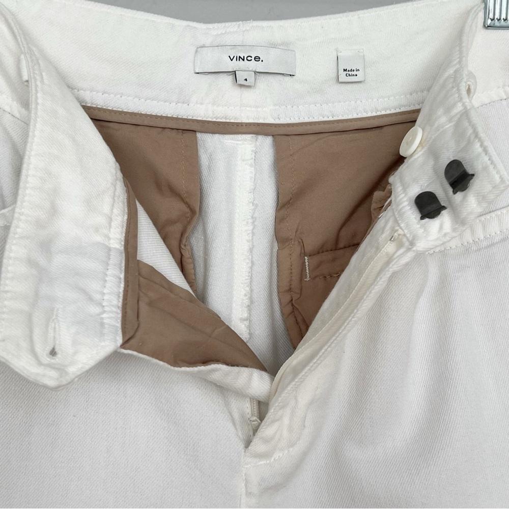 Vince White High Waist Straight Leg Pants Sz 4 Linen Blend - Picture 9 of 13